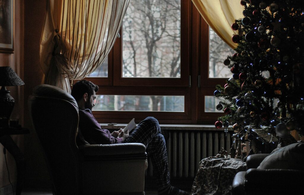 alcohol recovery dad UK reflecting alone at Christmas