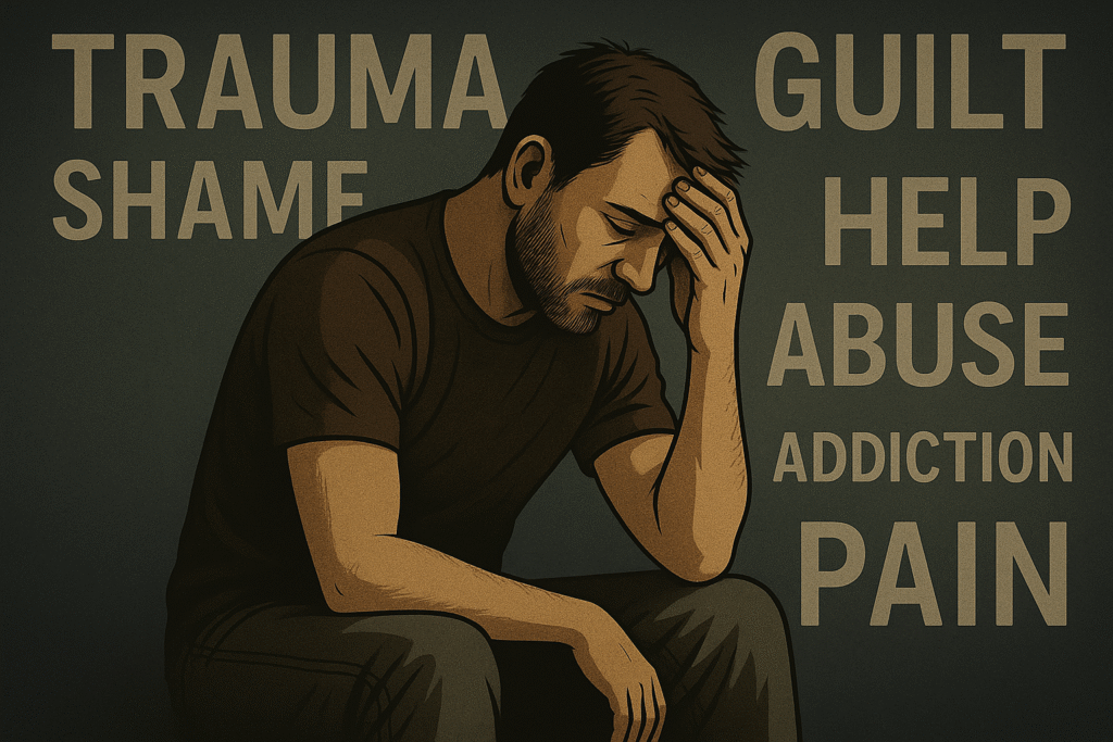 Why men drink to escape trauma. The thoughts and feelings after abuse are hard to accept. Let alone admit. It's easier to hide.